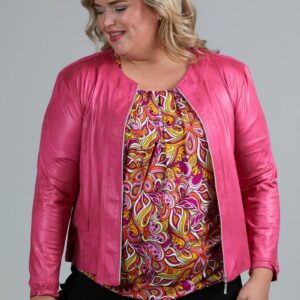 Õhuke nahaimitatsiooniga jakk, fuksiaroosa